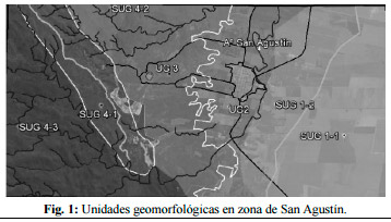 : Unidades geomorfológicas en zona de San Agustín.