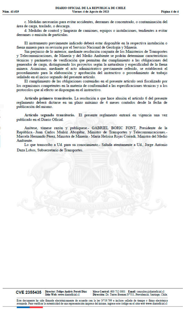 Chile: Decreto 95 2022